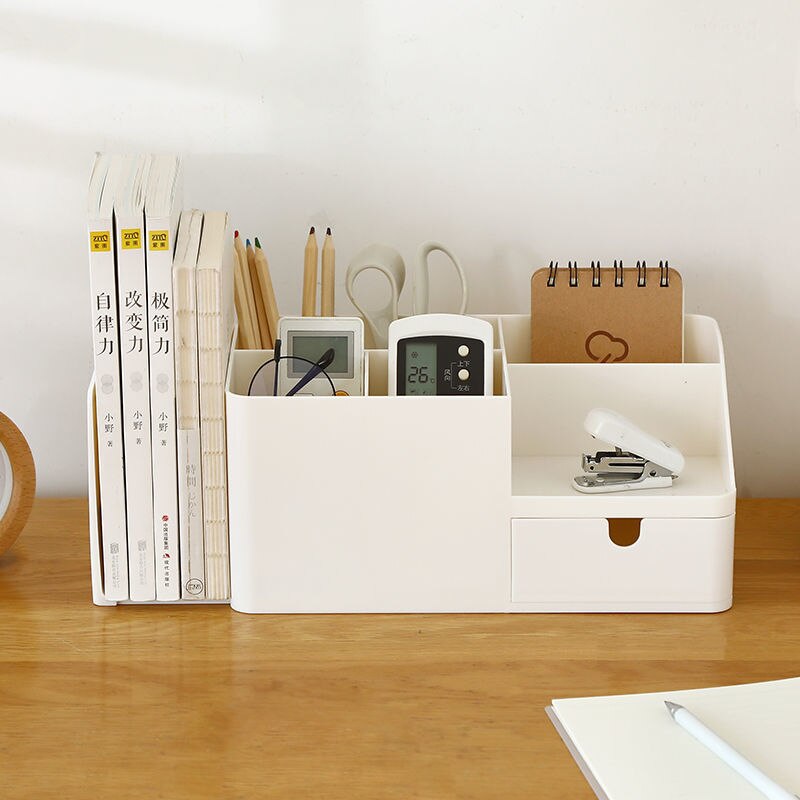 Large Pen Holder With Drawer and Bookshelf