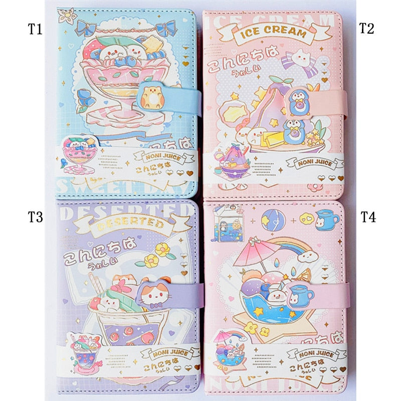 Kawaii Cute Soft Leather Diary Notebook with Magnetic Button