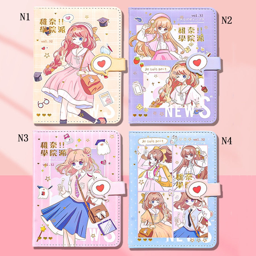 Kawaii Cute Soft Leather Diary Notebook with Magnetic Button