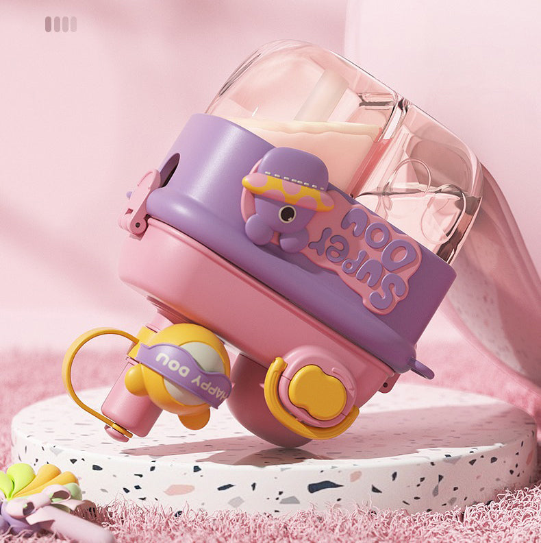 Kawaii Double Straw Water Bottle 500ML