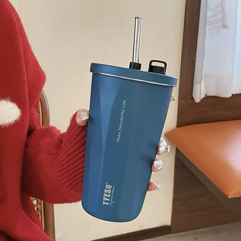Insulated Mug/Tumbler With Telescopic Straw Stainless Steel Coffee Mug 600ML