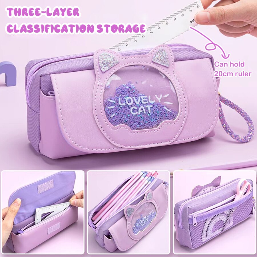 Kawaii Quicksand Pencil Case Large Capacity