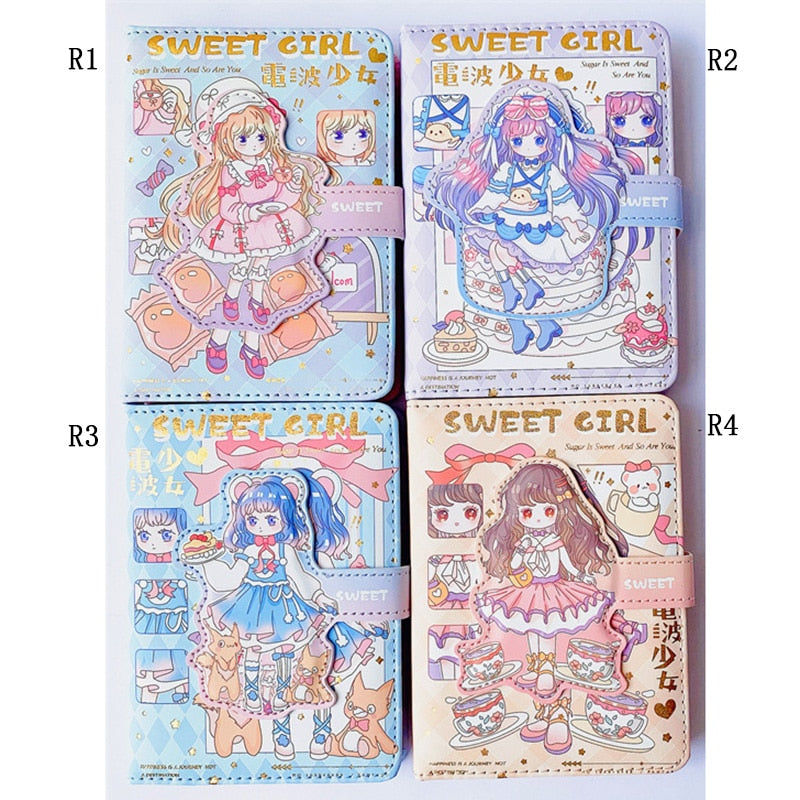 Kawaii Cute Soft Leather Diary Notebook with Magnetic Button