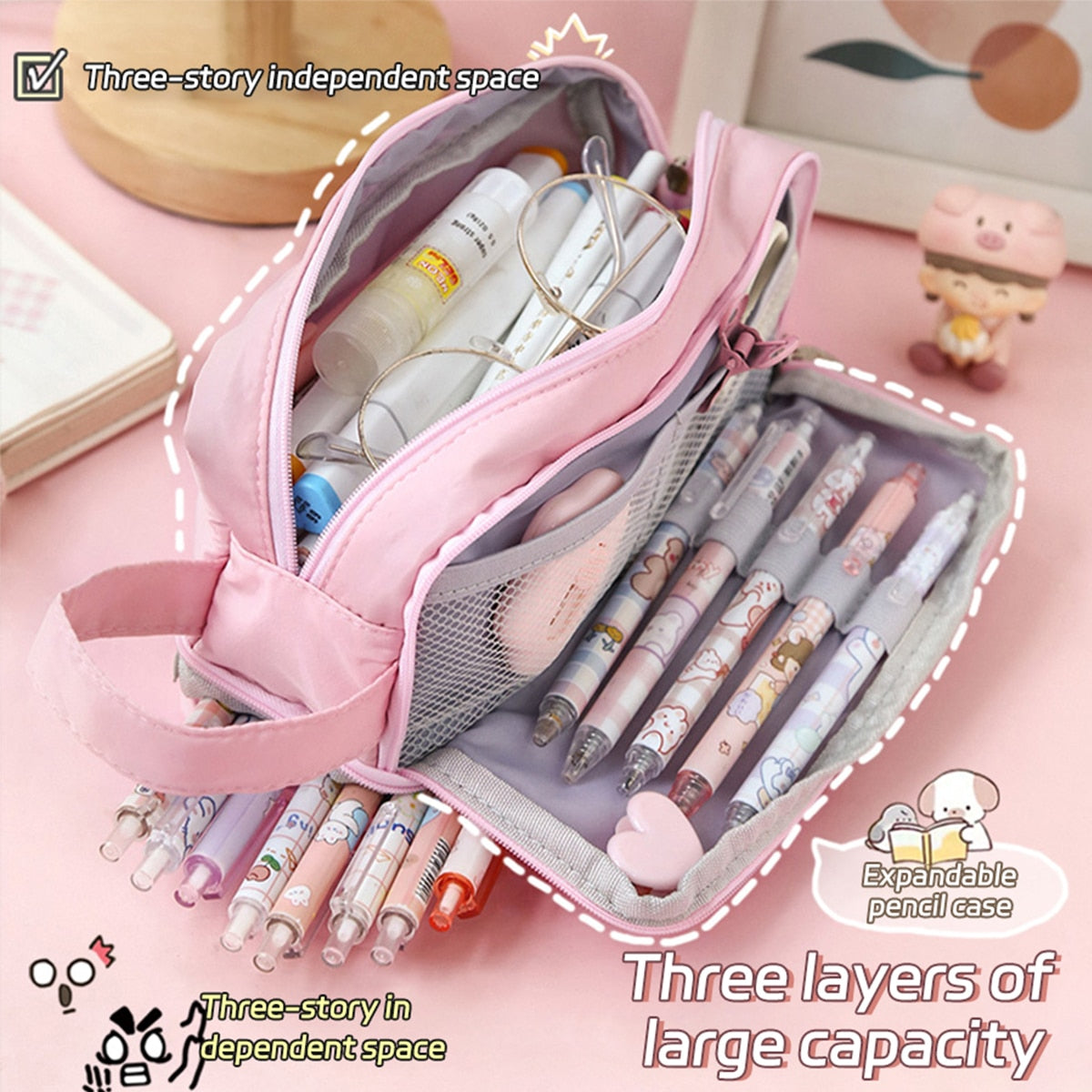 Large double-layer pencil case