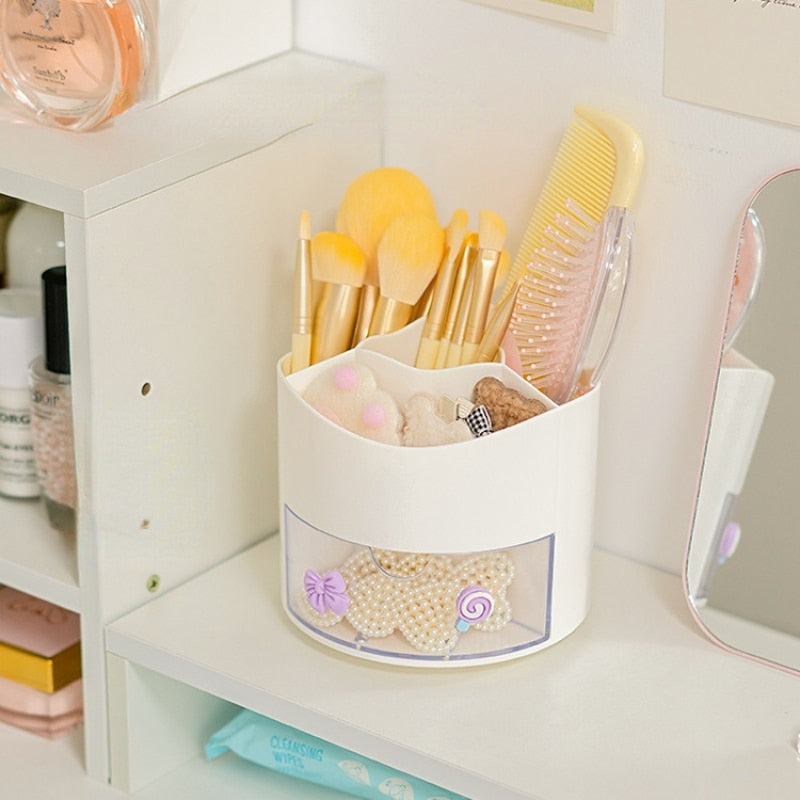 Cute Rotating Pen Holder with Storage Box