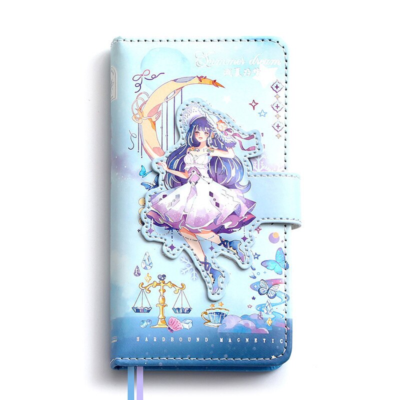Cute Sweetheart Girl Small Notebook Magnetic Button