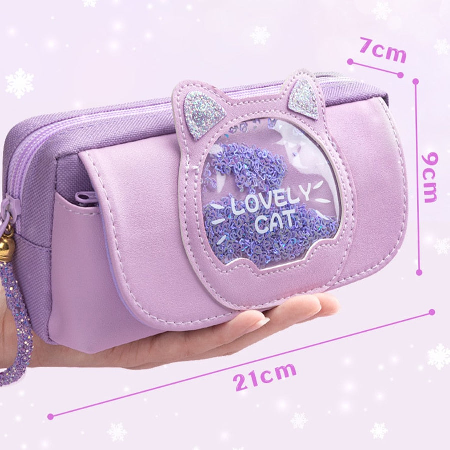 Kawaii Quicksand Pencil Case Large Capacity