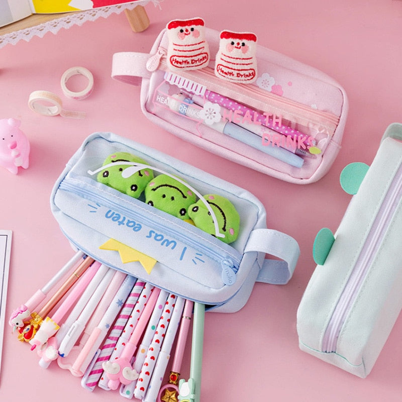 Kawaii Pencil Case with Cute Plushies