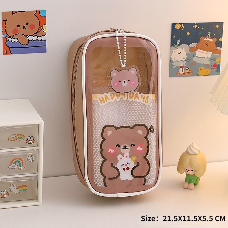 Cute Transparent Pencil Case Large-capacity