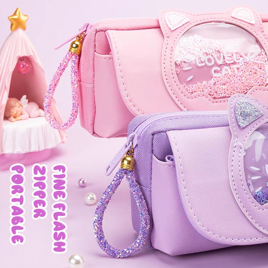 Kawaii Quicksand Pencil Case Large Capacity
