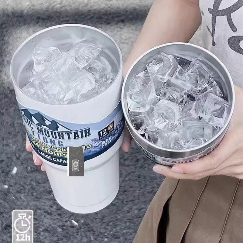 Cute Thermal Cup For Hot And Cold Drinks With Straw Lid 900ml