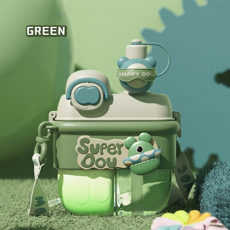 Kawaii Double Straw Water Bottle 500ML