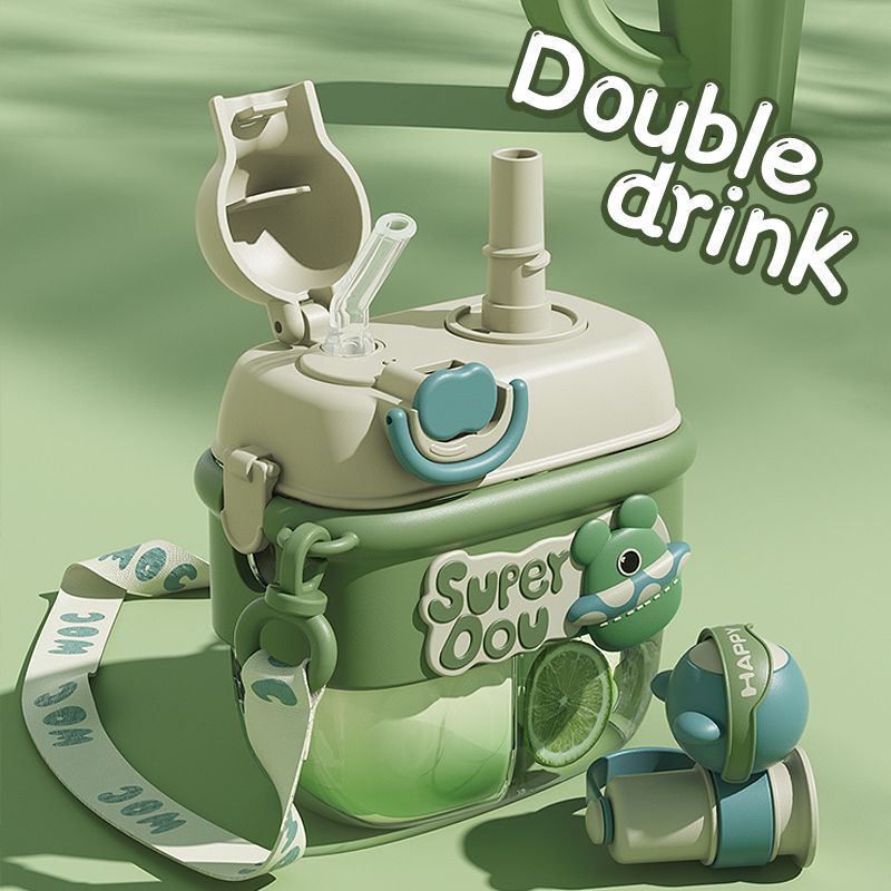 Kawaii Double Straw Water Bottle 500ML