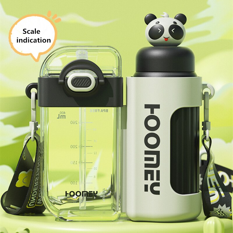 Cute 2 in 1 Water Bottles Plastic Stainless Steel Thermos