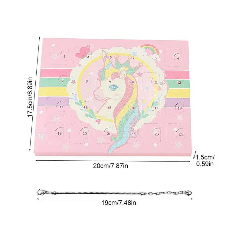 24 Days Girls Countdown Advent Calendar Jewelry Box Christmas Gift For Girl Kid