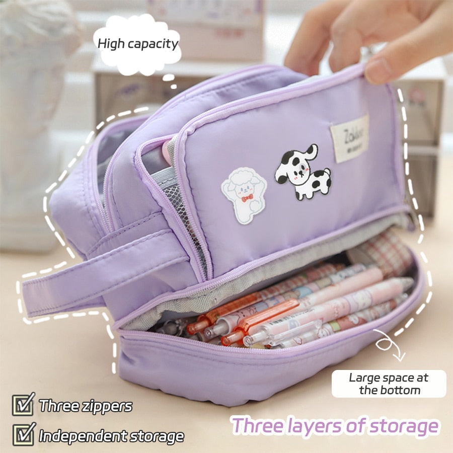 Large double-layer pencil case