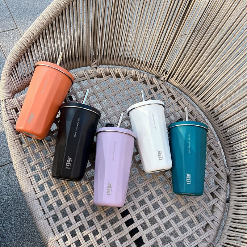 Insulated Mug/Tumbler With Telescopic Straw Stainless Steel Coffee Mug 600ML