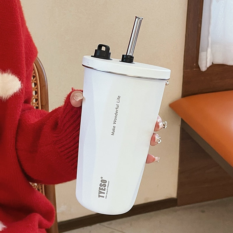 Insulated Mug/Tumbler With Telescopic Straw Stainless Steel Coffee Mug 600ML