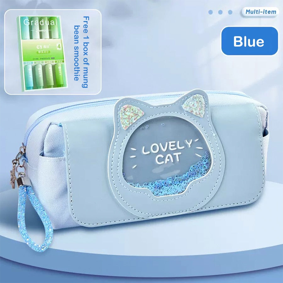 Kawaii Quicksand Pencil Case Large Capacity