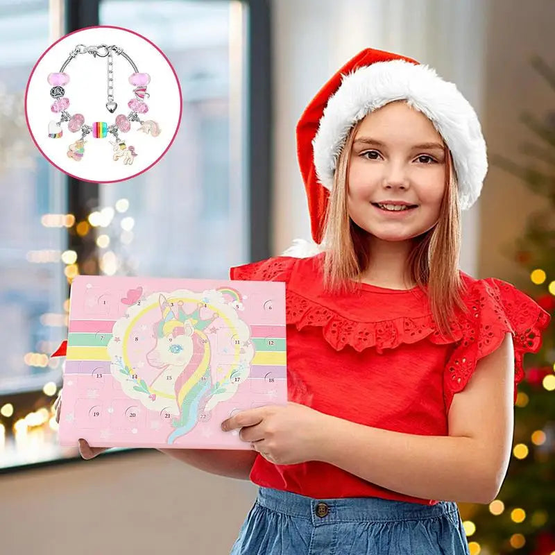 24 Days Girls Countdown Advent Calendar Jewelry Box Christmas Gift For Girl Kid