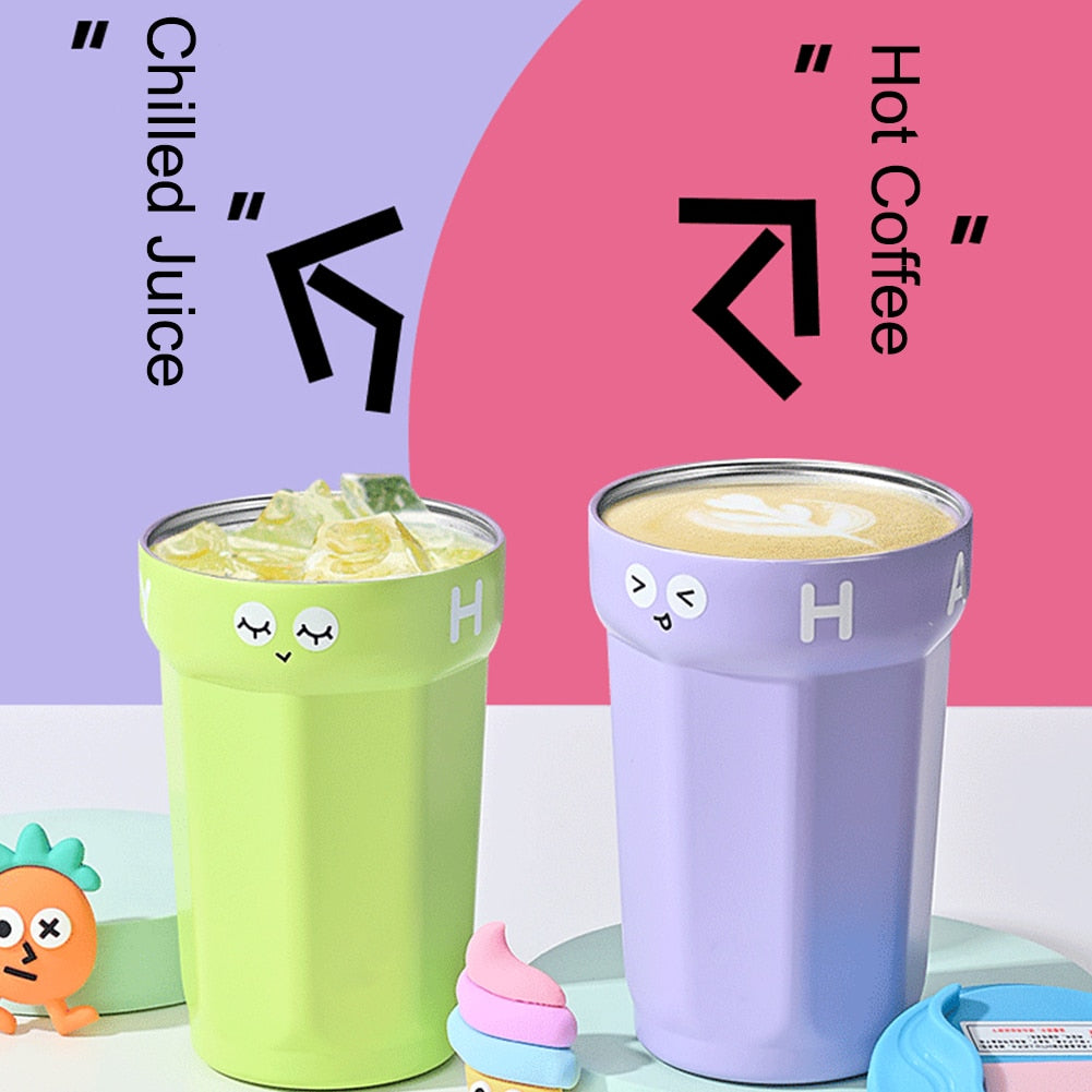 Kawaii Stainless Steel Vacuum Flask Coffee Mug 450ML