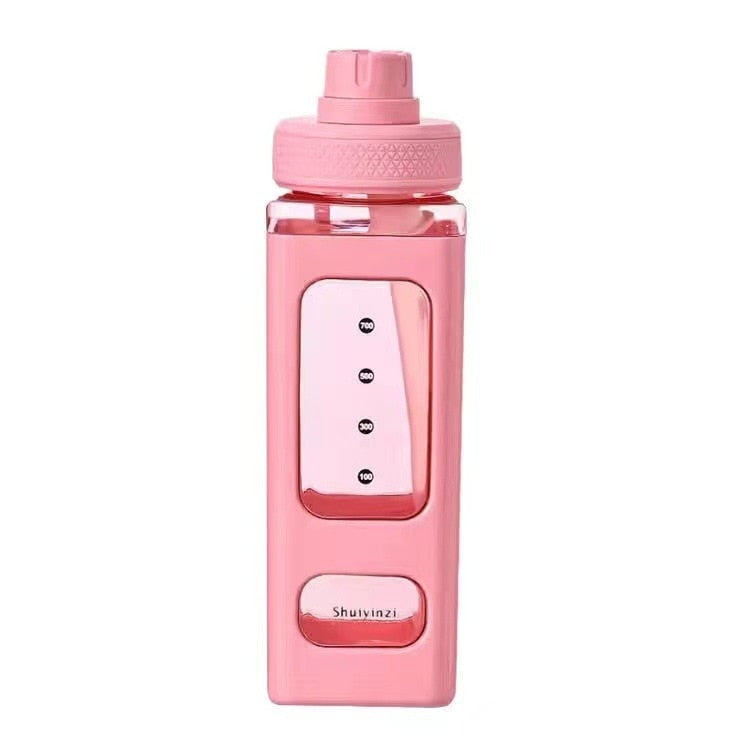 Cute Water Bottle with Lid Straw Sticker 700ml