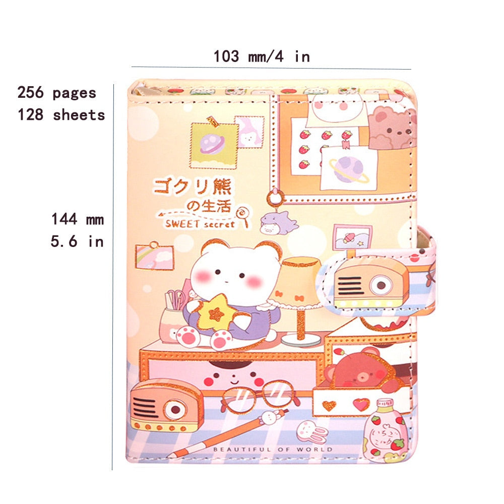 Kawaii Cute Soft Leather Diary Notebook with Magnetic Button