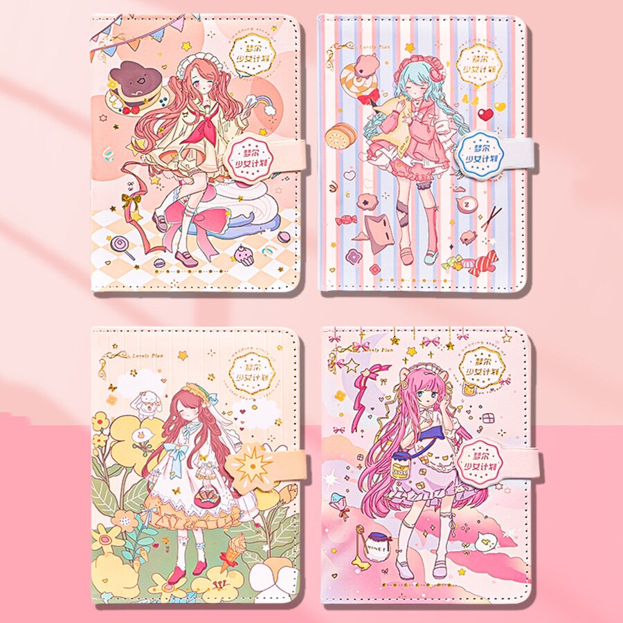 Kawaii Cute Soft Leather Diary Notebook with Magnetic Button