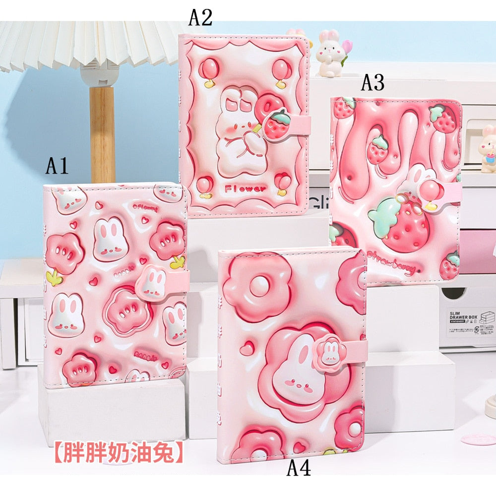 Kawaii Cute Soft Leather Diary Notebook with Magnetic Button