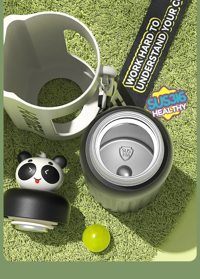 Cute 2 in 1 Water Bottles Plastic Stainless Steel Thermos