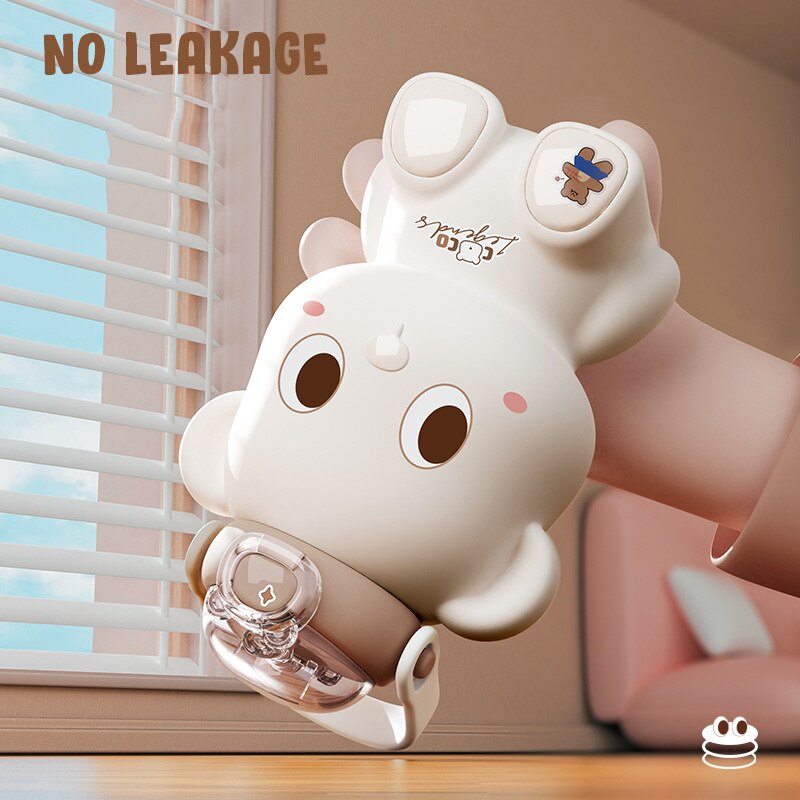 Portable Kawaii Bear Thermos Bottle Stainless Steel with Straw 450ml