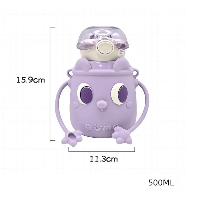 Kawaii Stainless Steel Thermos With Straw Strap 500ml
