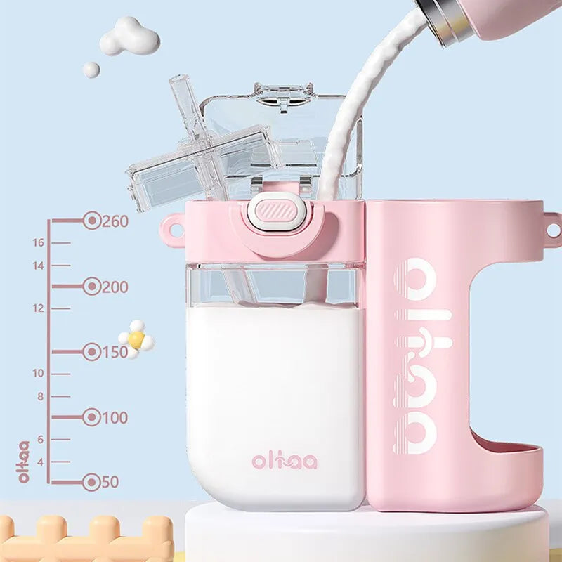 Cute 2 in 1 Water Bottles Plastic Stainless Steel Thermos