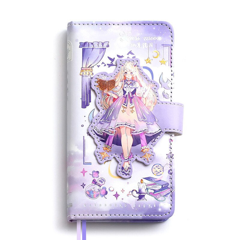 Cute Sweetheart Girl Small Notebook Magnetic Button