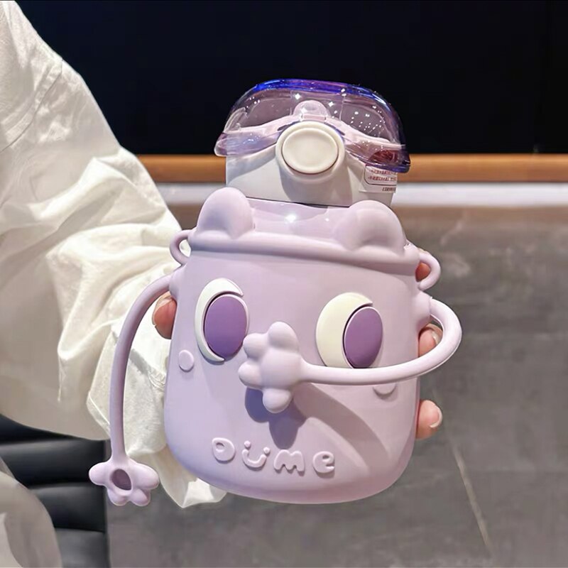 Kawaii Stainless Steel Thermos With Straw Strap 500ml