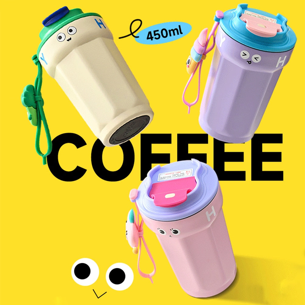 Kawaii Stainless Steel Vacuum Flask Coffee Mug 450ML