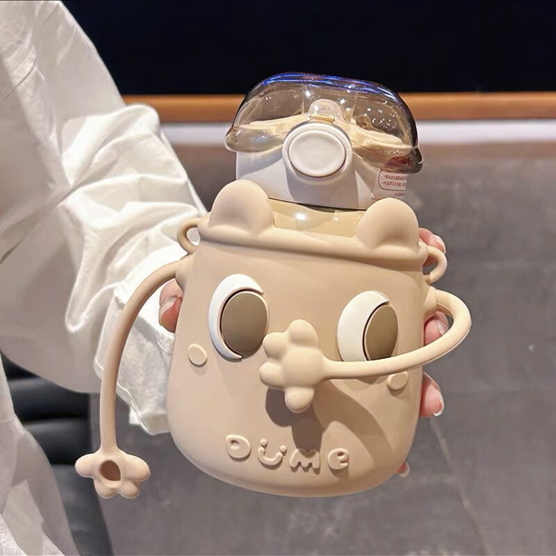 Kawaii Stainless Steel Thermos With Straw Strap 500ml