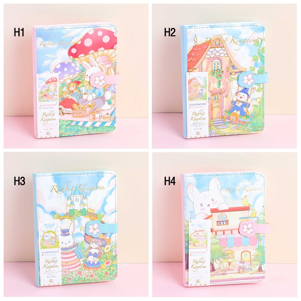 Cute Cartoon Soft Leather Magnetic Button Diary