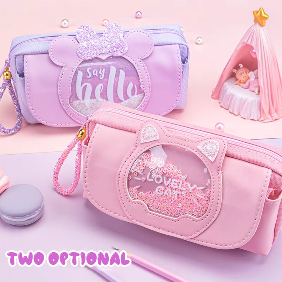 Kawaii Quicksand Pencil Case Large Capacity