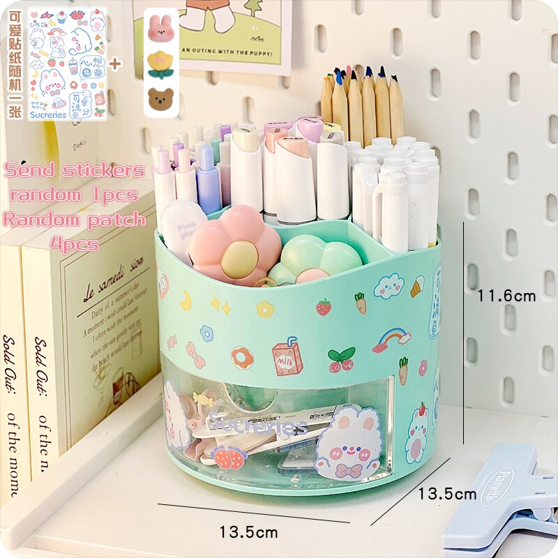 Cute Rotating Pen Holder with Storage Box