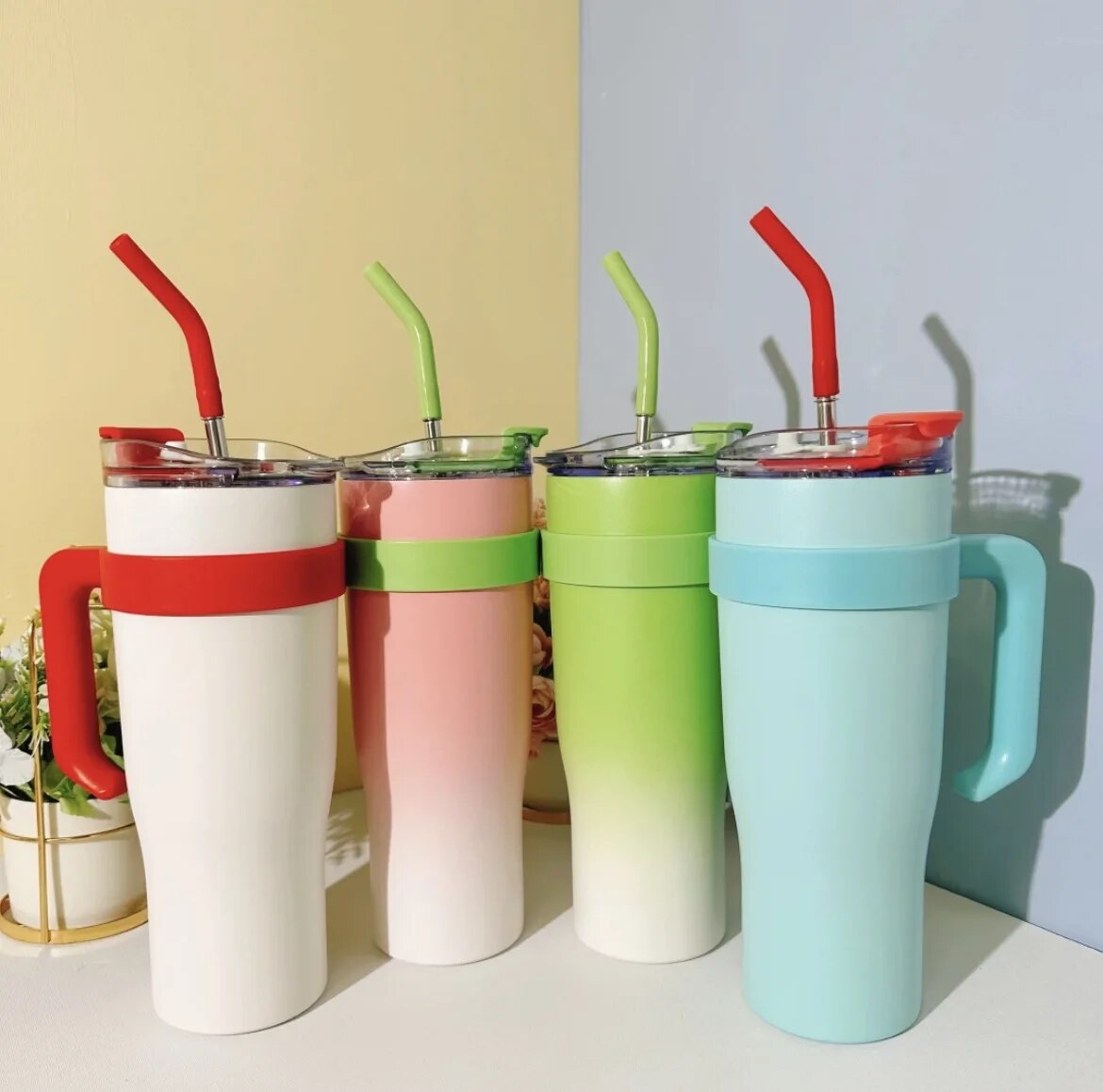 Summer Cold Retention Ice Cup Big Mac Tumbler Large Capacity Men's and Women's High Face Value Water Cup Net Red Cup with Straw