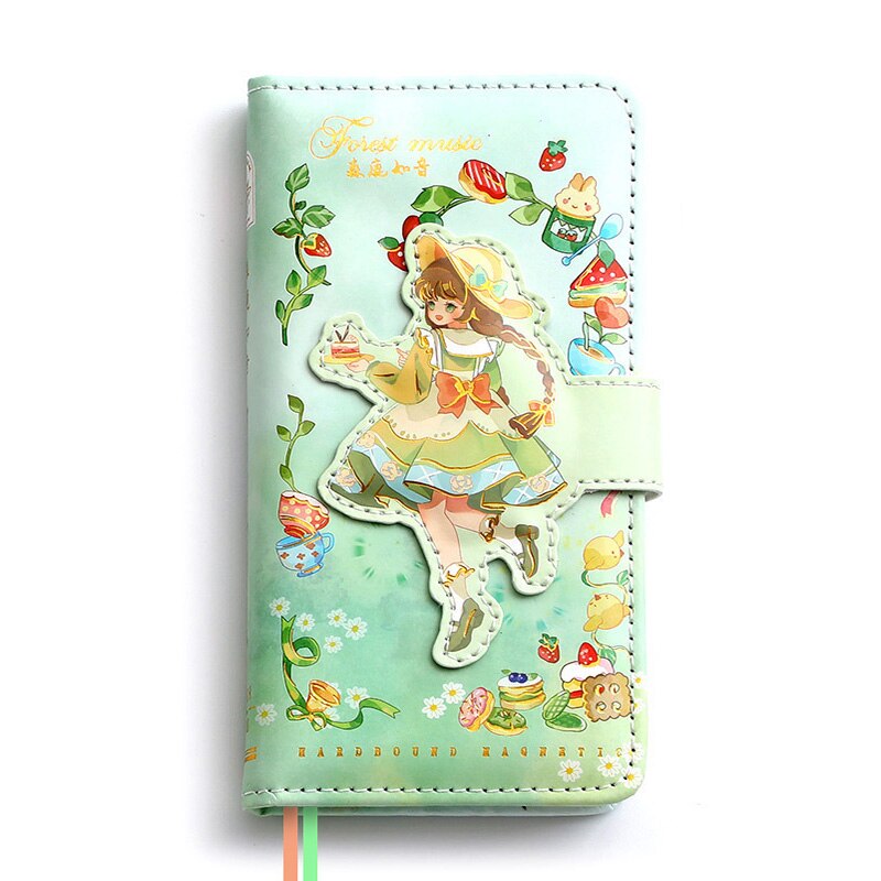 Cute Sweetheart Girl Small Notebook Magnetic Button