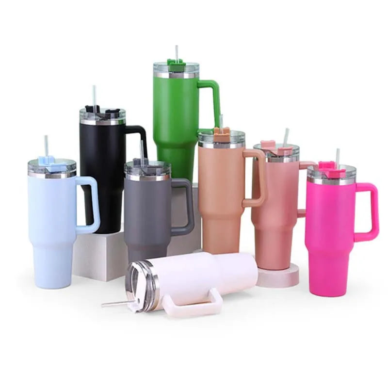 40oz Mug Tumbler With Handle Insulated Tumbler With Lids Straw Stainless Steel Coffee Cup for Travel