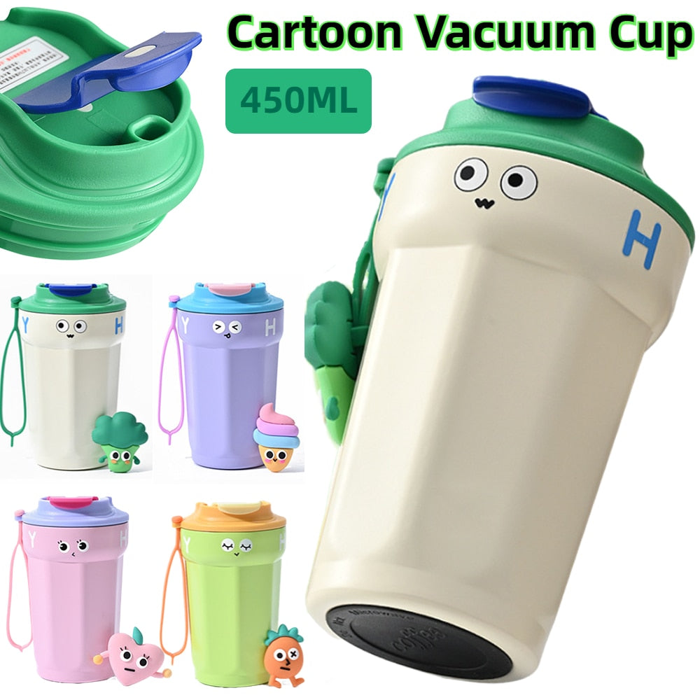 Kawaii Stainless Steel Vacuum Flask Coffee Mug 450ML