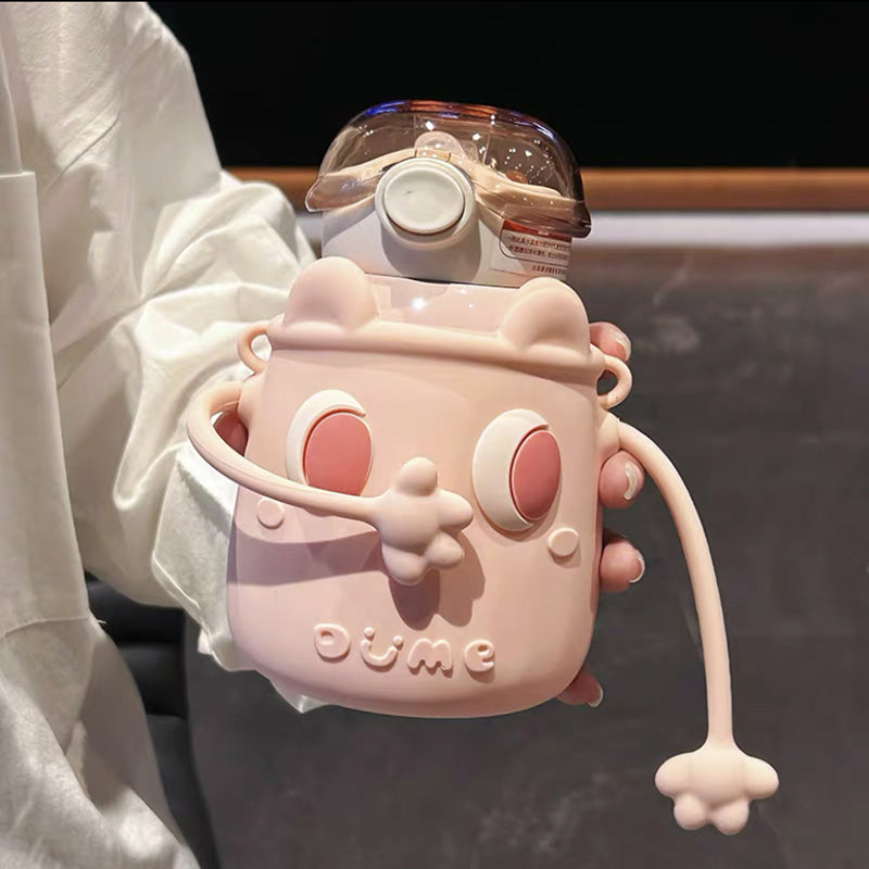 Kawaii Stainless Steel Thermos With Straw Strap 500ml