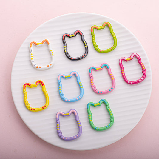 15pcs Childlike Spring Buckle Double sided Painted Hand Painted Key Ring Keychain DIY Bracelet Accessories