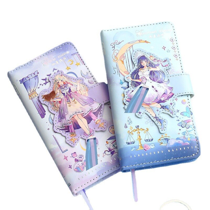 Cute Sweetheart Girl Small Notebook Magnetic Button