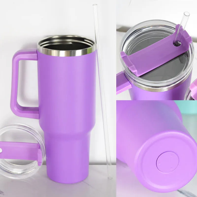 40oz Mug Tumbler With Handle Insulated Tumbler With Lids Straw Stainless Steel Coffee Cup for Travel