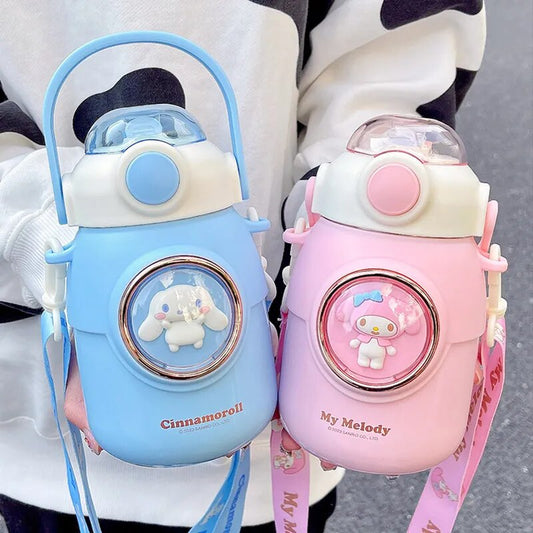 Sanrio Thermos Cups Kawaii Space Capsule Straw Water Bottles 700ml
