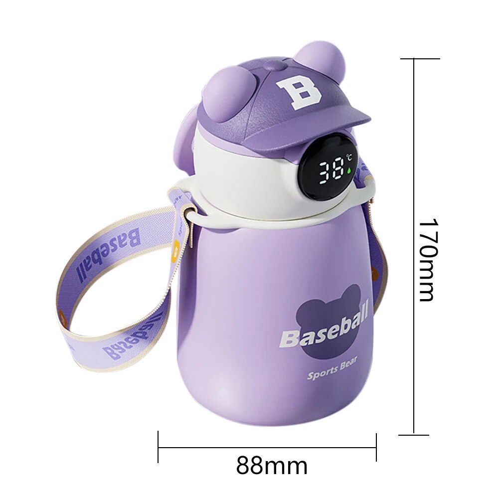 Cute Sports Bear Thermal Water Bottle Stainless Steel Vacuum Flask 450ML